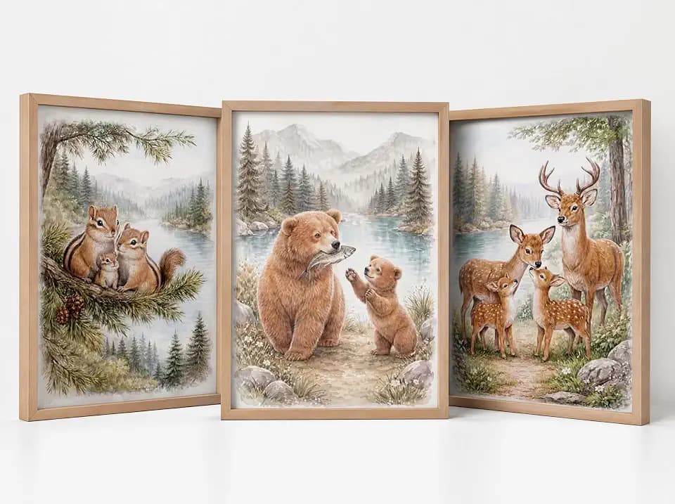 Futopion Vintage Woodland Nursery Canvas Wall Art