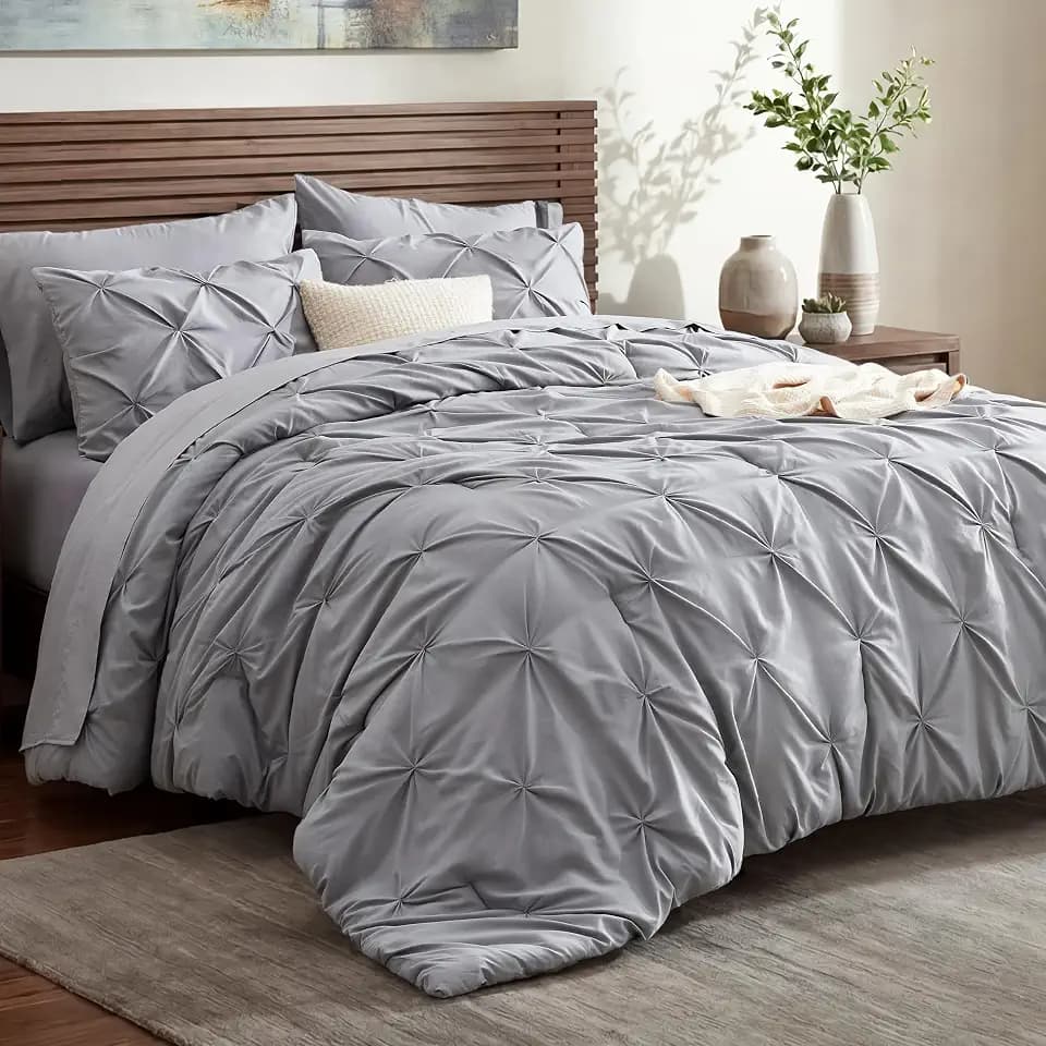 Bedsure 7-Piece King Size Comforter Set & Sheets, Grey King Bedding