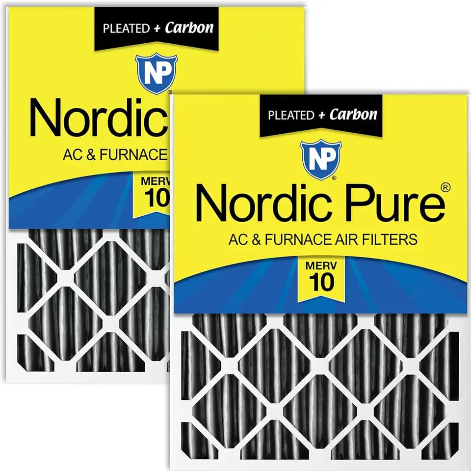 Nordic Pure 20x25x4 Pleated MERV 10 Plus Carbon Air Filters 2 Pack