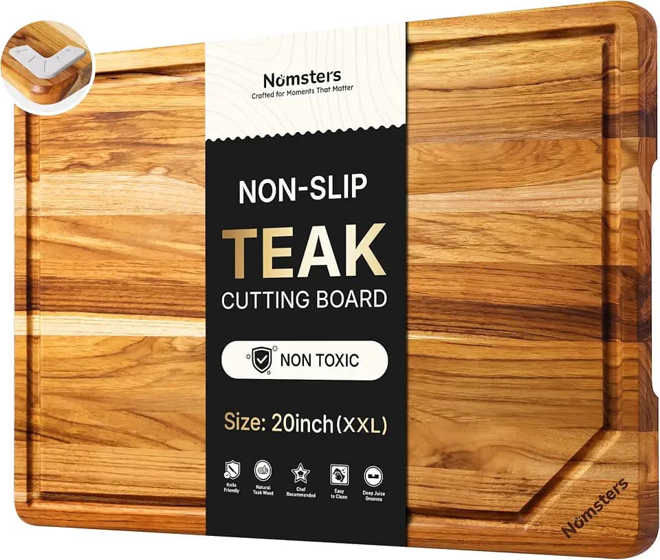 Teak Wood Cutting Board for Kitchen Non Slip Charcuterie Board