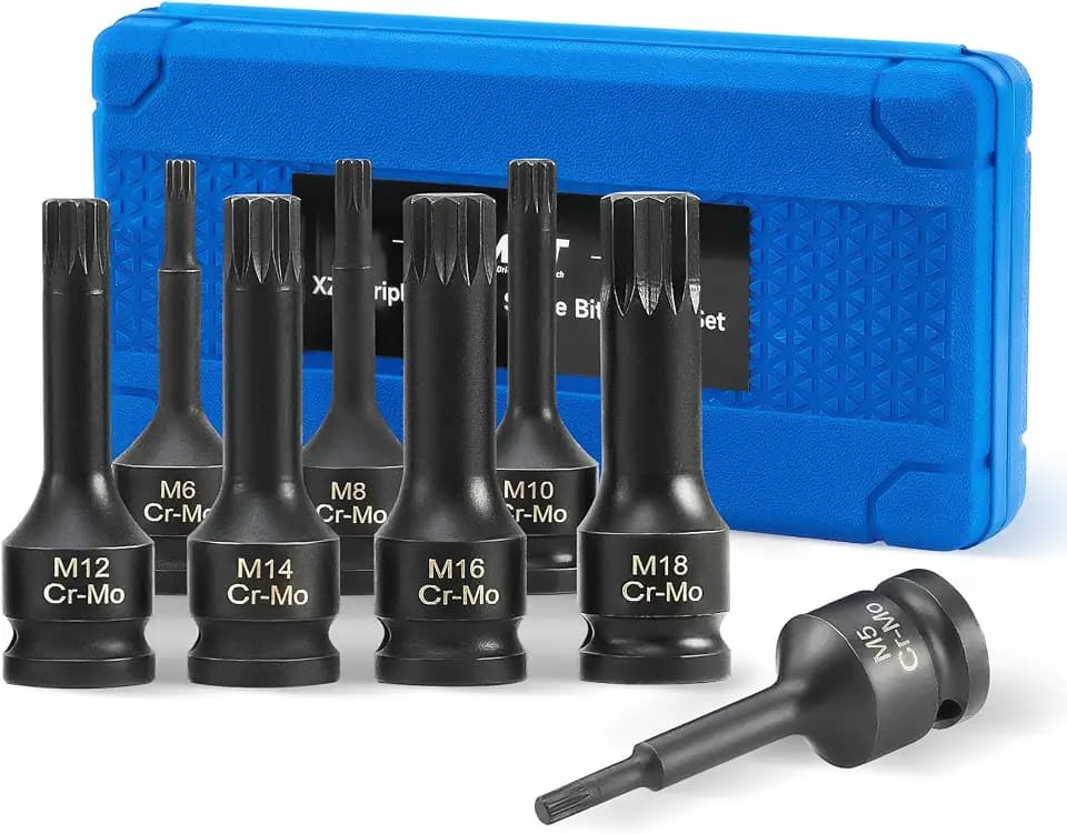 OMT XZN Triple Square Spline Bit Sockets, 8pc 1/2" Drive Impact Set