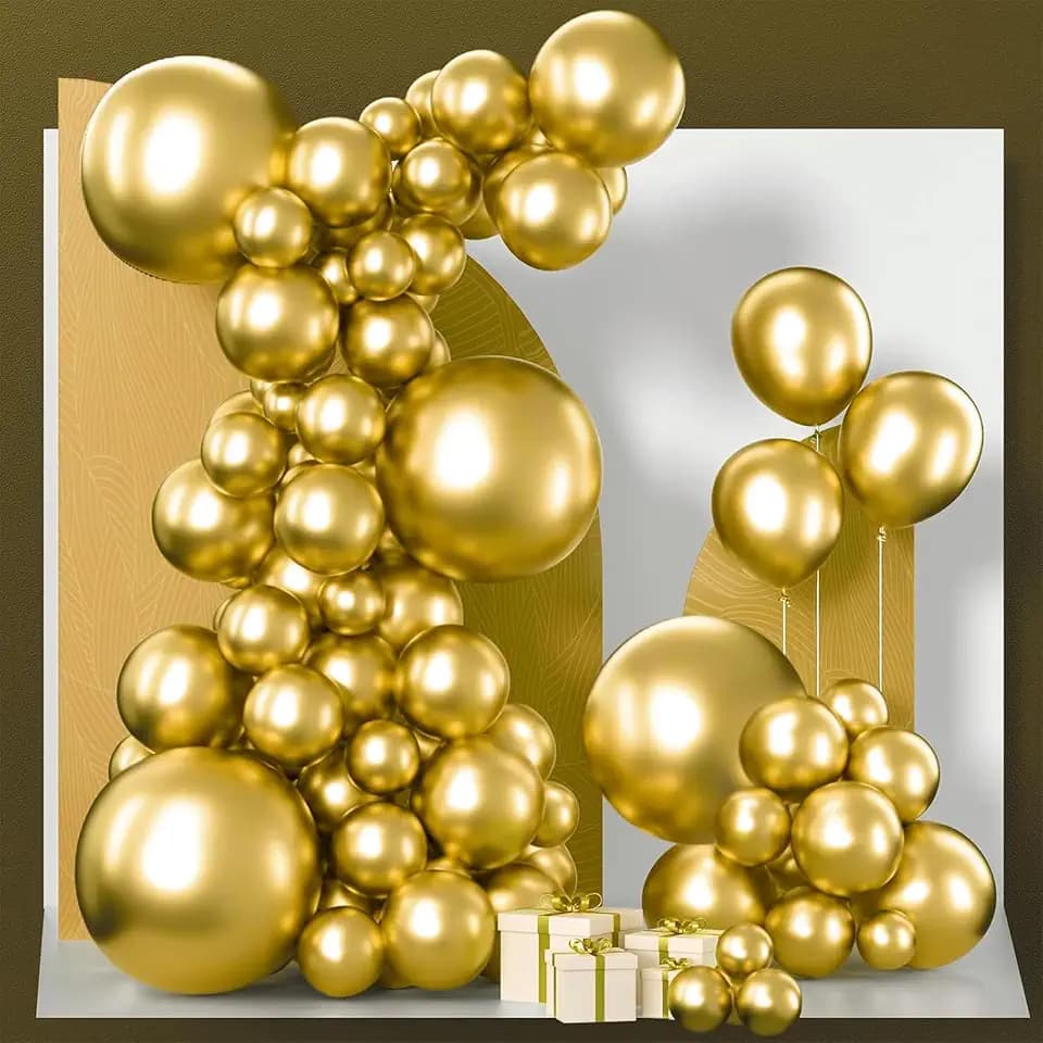PartyWoo Metallic Gold Balloons 152pcs Different Sizes of 18 12 10 5 Inch