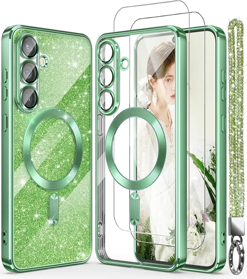Luxury Plated Gold Magnetic Case for Samsung Galaxy S25 FE-Green