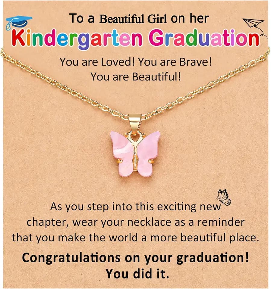Kindergarten 5th Grade Graduation Gifts for Girls Butterfly Necklace