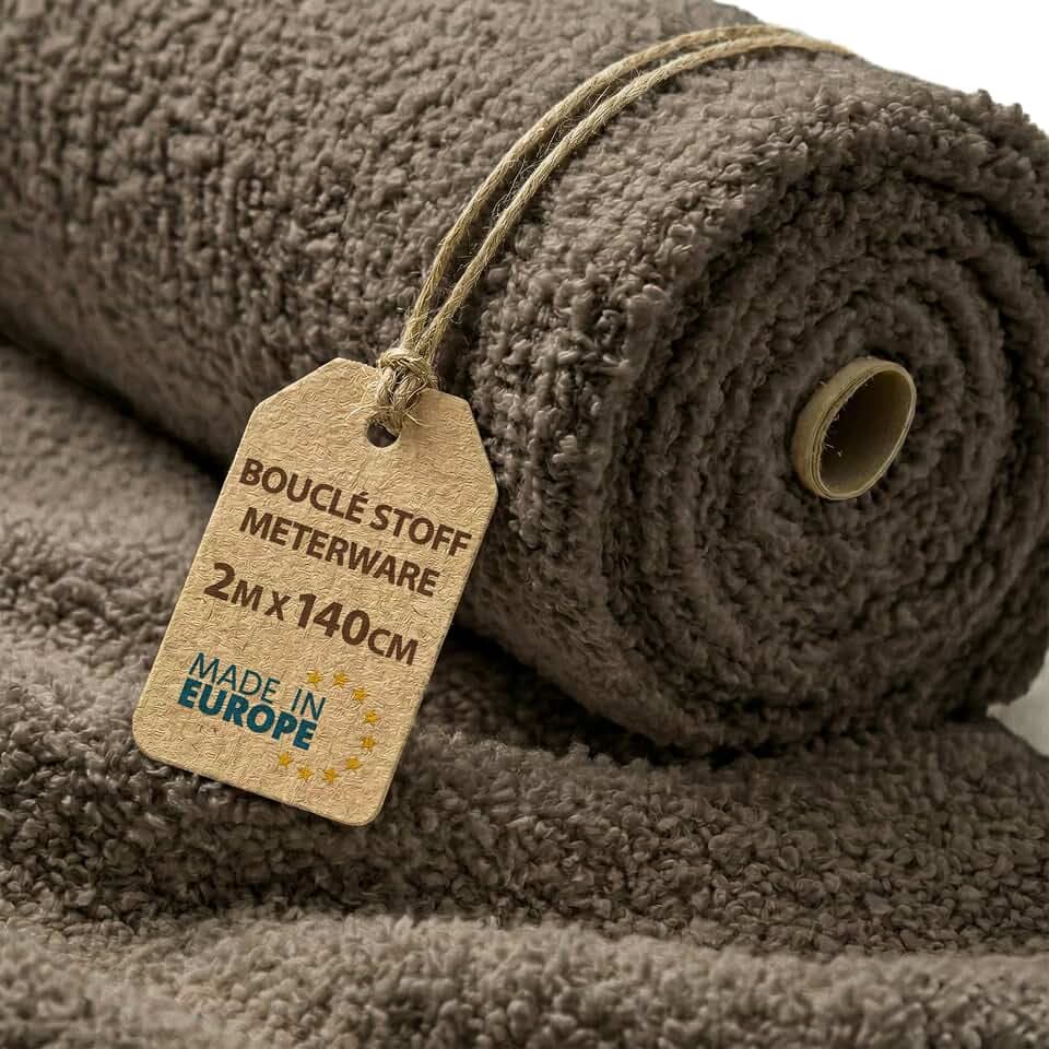 Bouclé Stoff Meterware Teddystoff – weicher Möbelstoff Polsterstoff