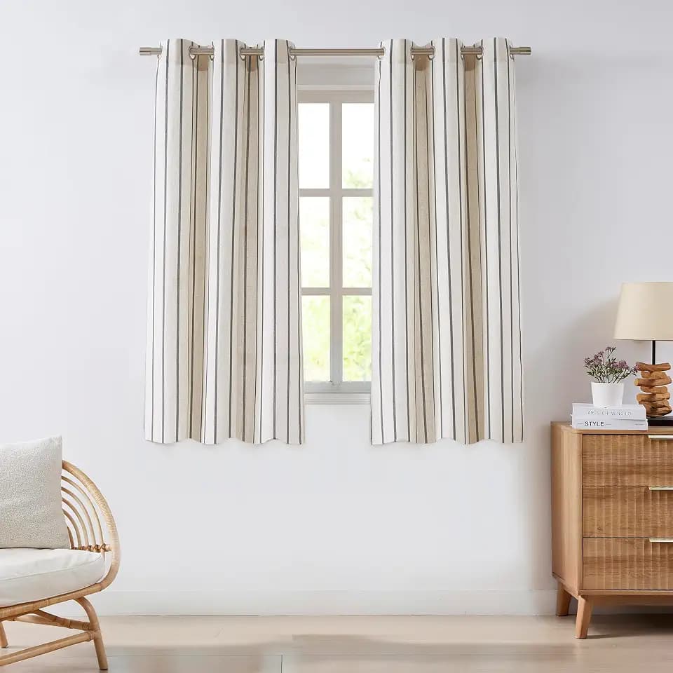 63 Inch Stripe Light Filtering Window Curtains for Living Room