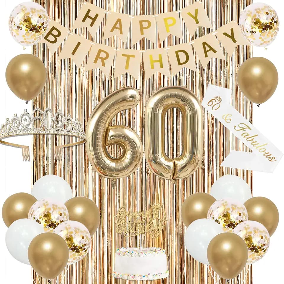 Trgowaul Champagne Gold 60th Birthday Decorations for Women