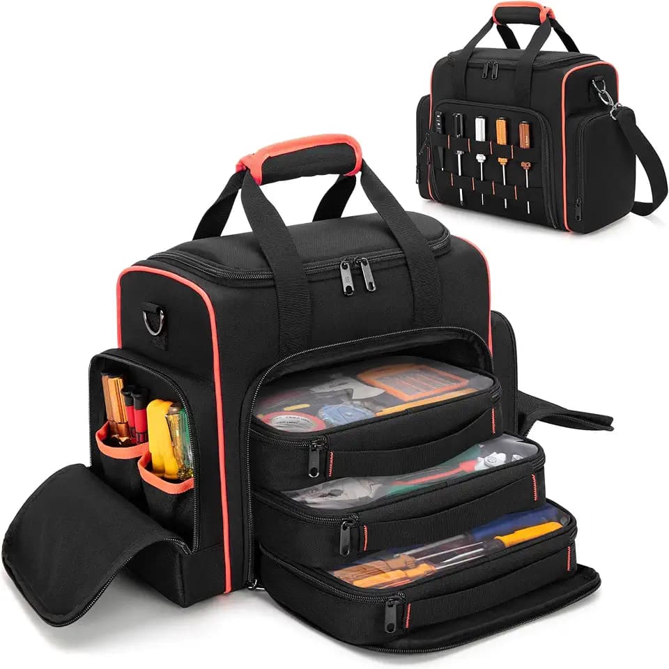 Marscamd Tool Bag with 3 Removable Cases, 2 Layers Tool Tote for Hand Tools