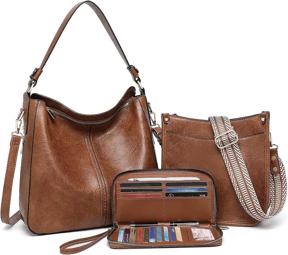 Purses for Women 3PCS, Crossbody Bag Set Large Vegan Leather Shoulder Purse