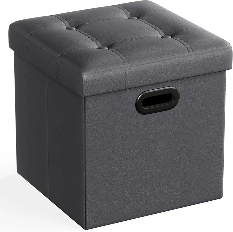 SONGMICS 15 Inches Folding Storage Ottoman, Cube Footrest