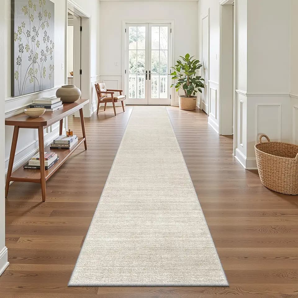 Valenrug 2x10 Runner Rug Non Slip, Washable Rug Runners for Hallways, Beige