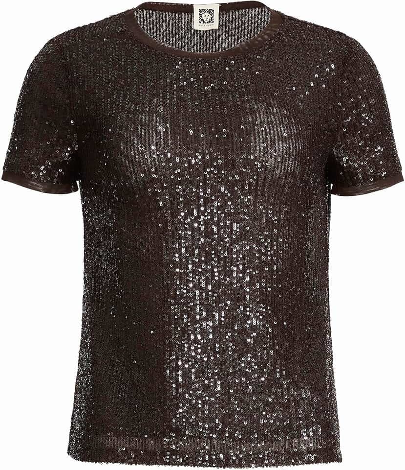 Anne Klein Women's Short Sleeve Sequin Knit Shirt