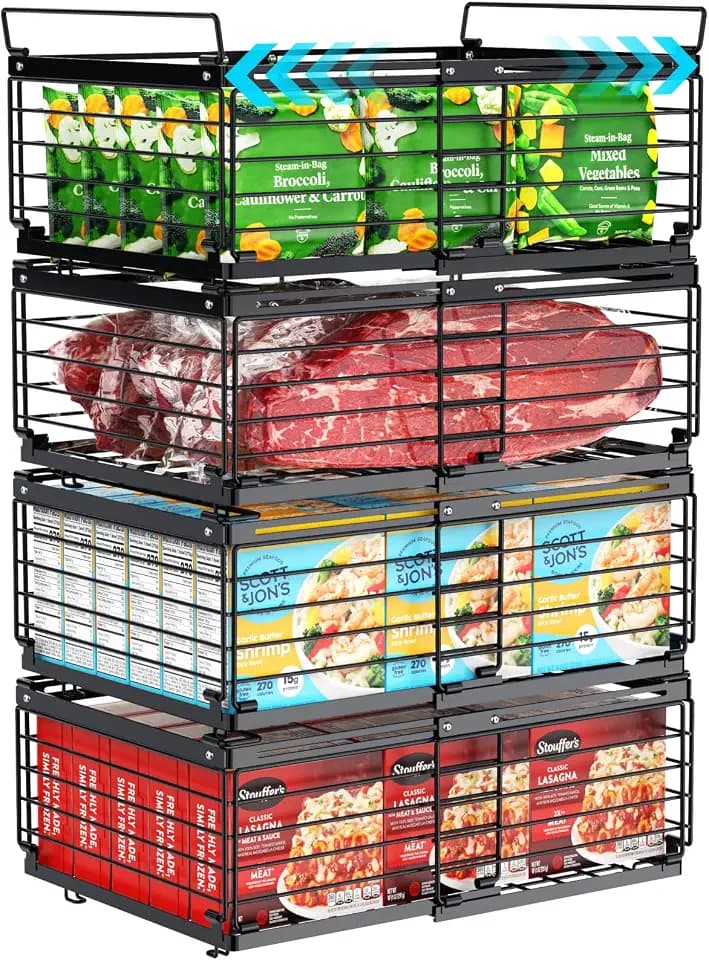 iSPECLE Freezer Organizer Bins - Adjustable Fits Chest Freezers 10-20 Cu Ft