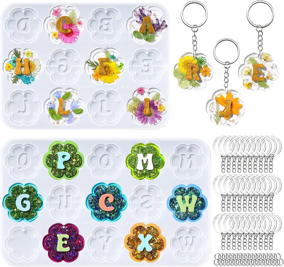 LET'S RESIN Keychain Resin Molds, 27 Cavities Silicone Molds with Hole