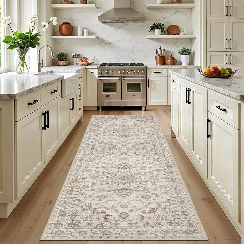 Hallway Runner Rug: 2.6x8 Kitchen Rugs for Living Room Brown Beige