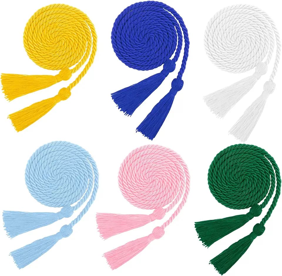 Graduation Cords, 6 Pcs Multiple Colors Graduation Honor Cords Bulk Graduation Tassel Cords, 67" Long Honor Braided Cords for 2026 Graduation Decorations Bachelor Gown for Master Doctoral Students