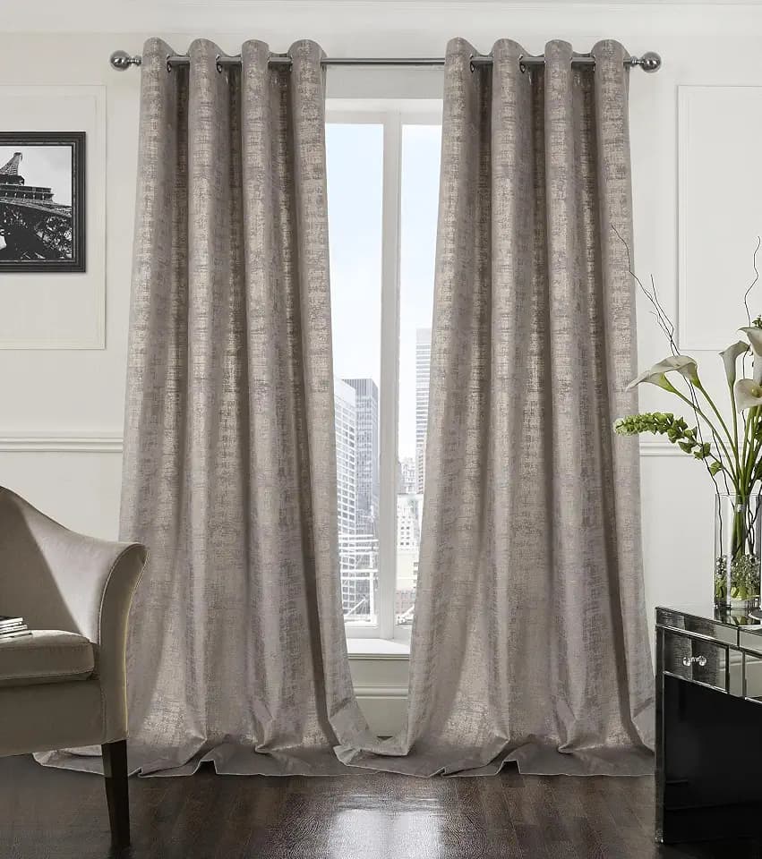 always4u 100% Blackout Soft Velvet Curtains for Bedroom Living Room Thermal Energy Saving 120 Inches Long Luxury Gold Foil Print Drapes 2 Panels Champagne