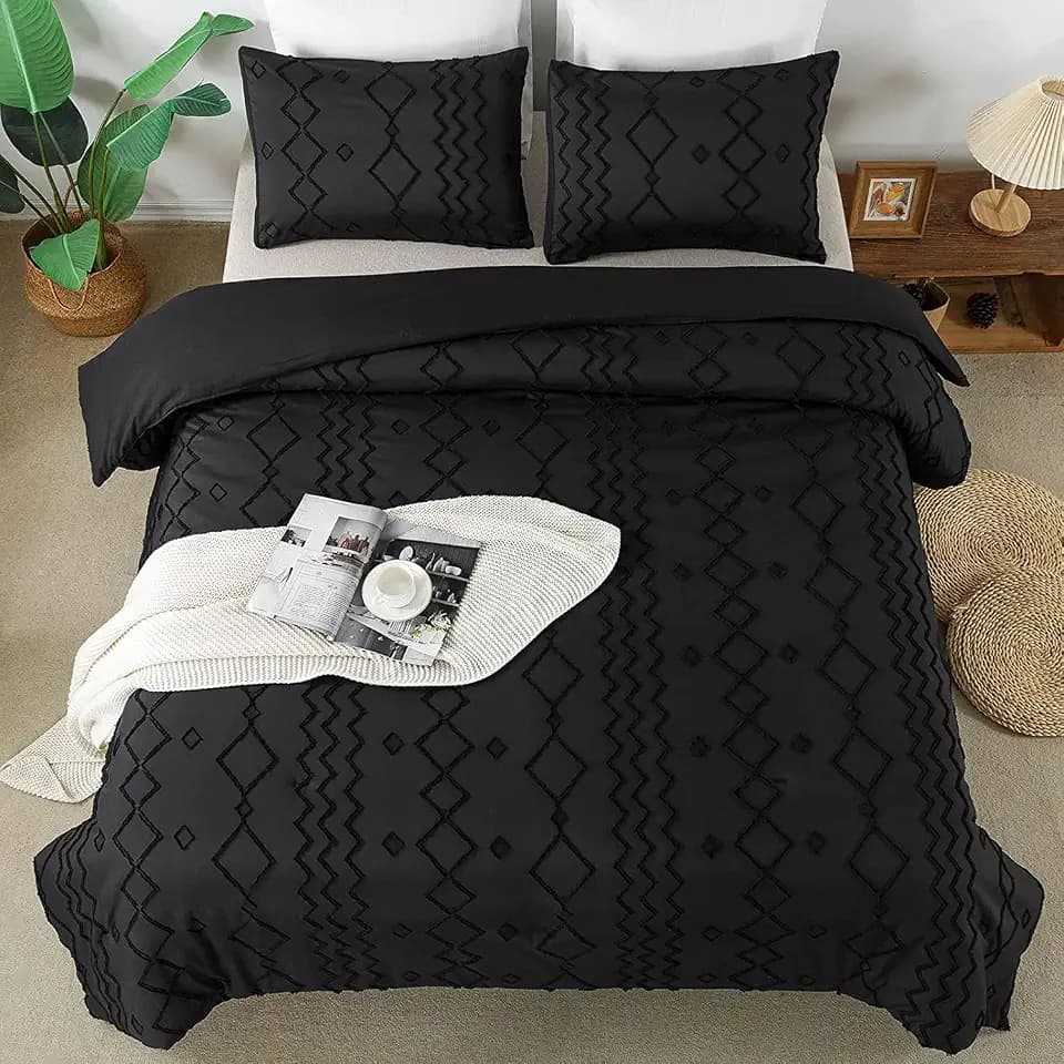 Andency King Size Comforter Set Black, 3 Pieces Bedding