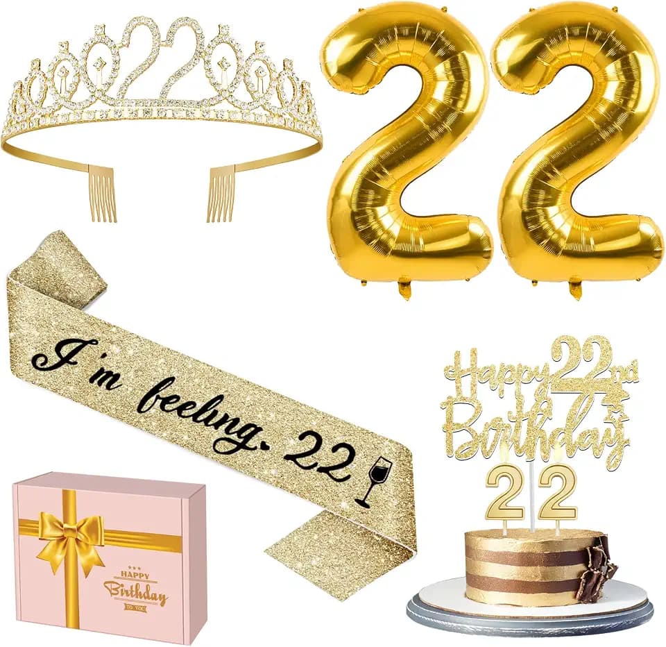 YeohJoy Gold 22nd Birthday Decorations for Her
