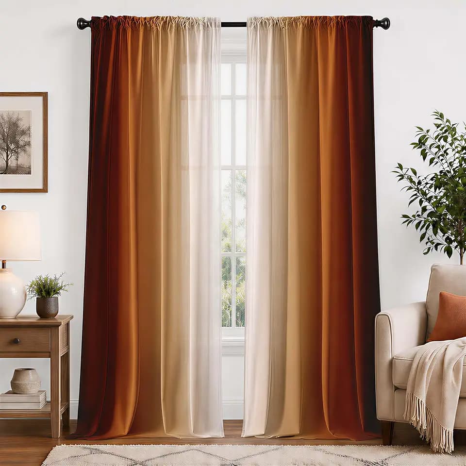 Burnt Orange Curtains 84 Inch Length for Living Room,2 Panels
