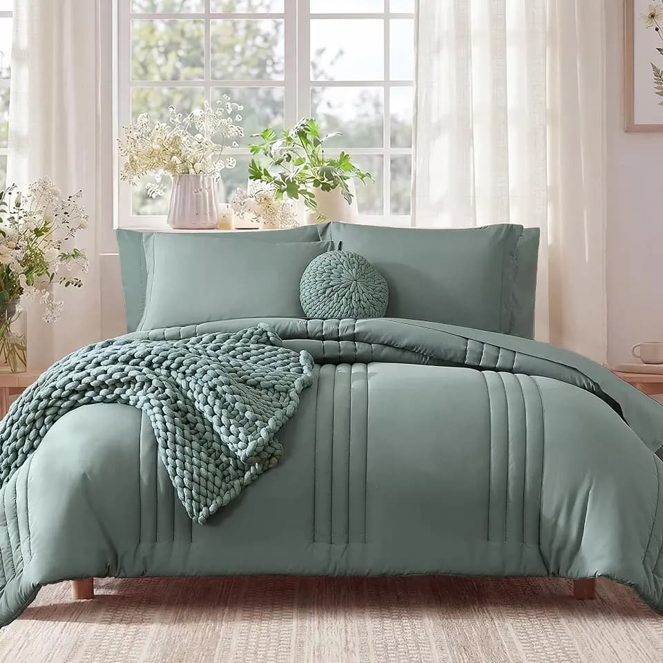 Super King Plus Size Comforter Set-7 Pieces Bed in a Bag King Bedding Sets