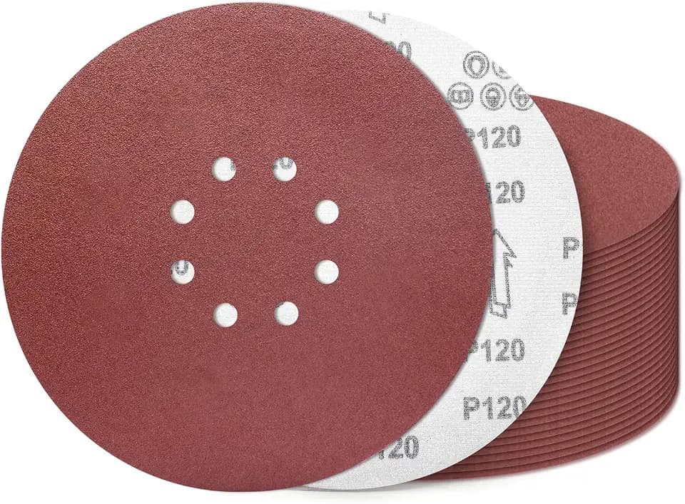 9 Inch 8 Hole Sanding Discs 120 Grit 20 Pack Hook and Loop Disc