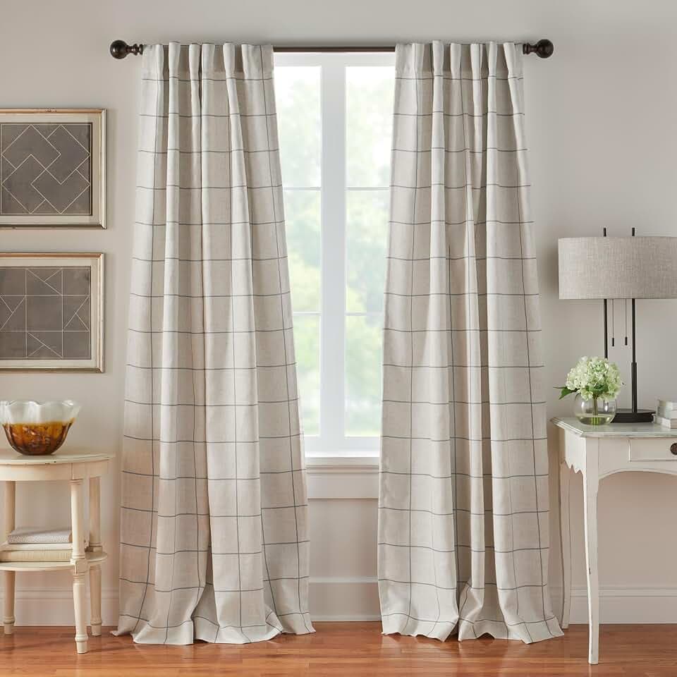 Brighton Windowpane Plaid Blackout Window Curtain Panel, Gray - 52" W x 108" L