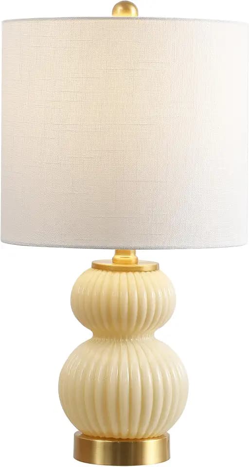 JONATHAN Y Daphne Ribbed Gourd Metal/Glass Table Lamp 20", Ivory