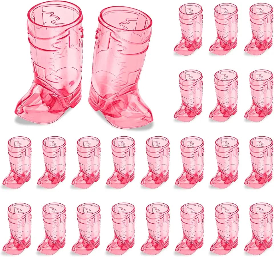 Cowboy Boot Shot Glasses, 24 Pcs 1 Oz Mini Plastic Boot Cups (Rose Red)