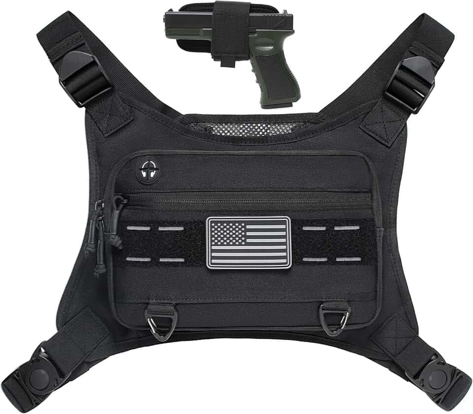 Sports Chest Pack for Men Front Chest Bag Fits Most Pistols, Chest Pouch Harness for Running, Hiking, Workouts