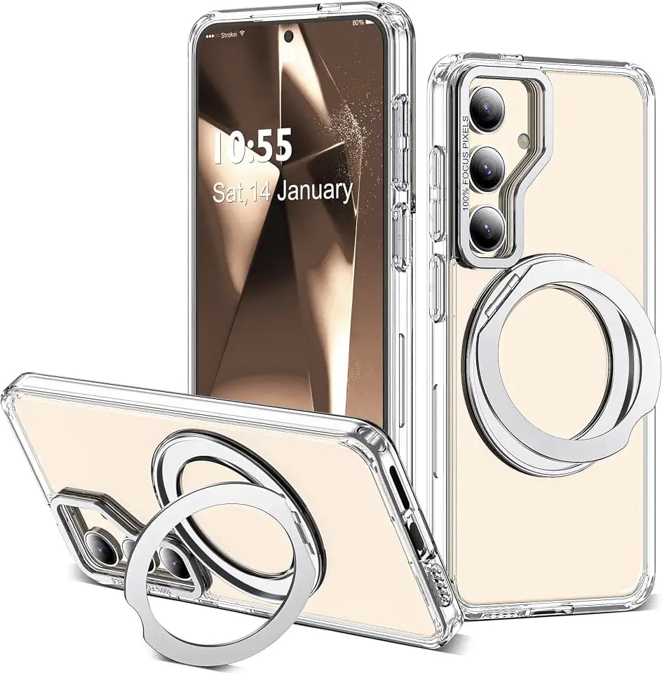 for Samsung Galaxy S24 Plus Case with 360° Spin Stand,Clear