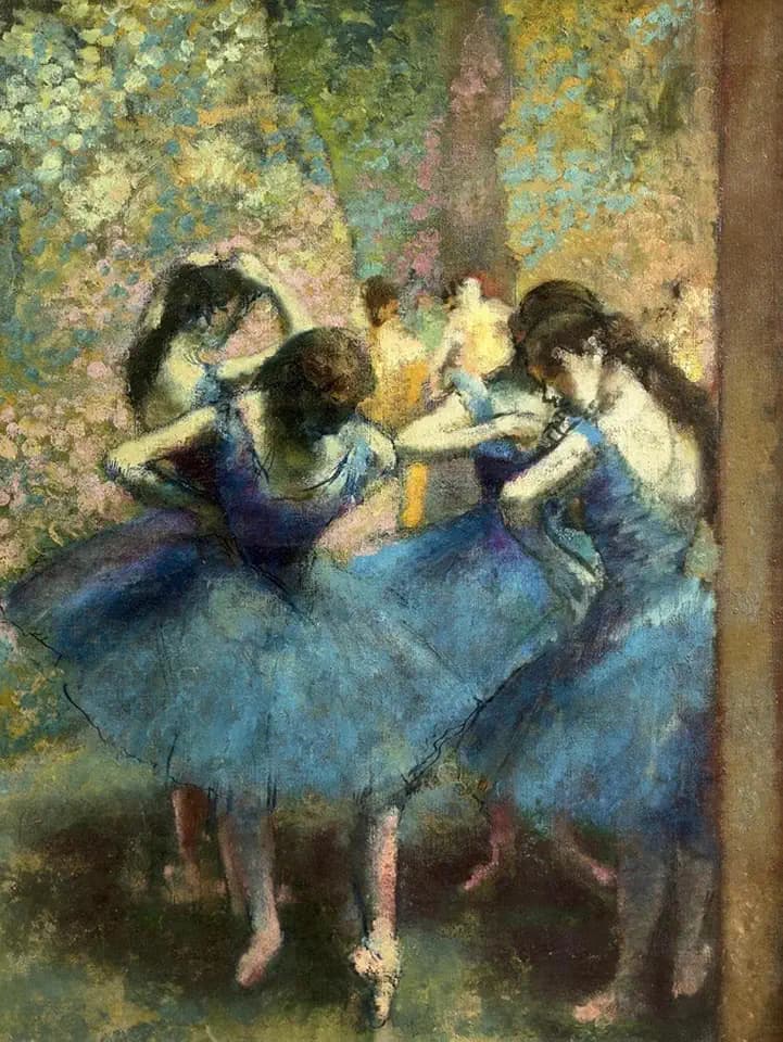 ART.COM Wall Art Print Dancers in Blue by Edgar Degas, 18" x 24"