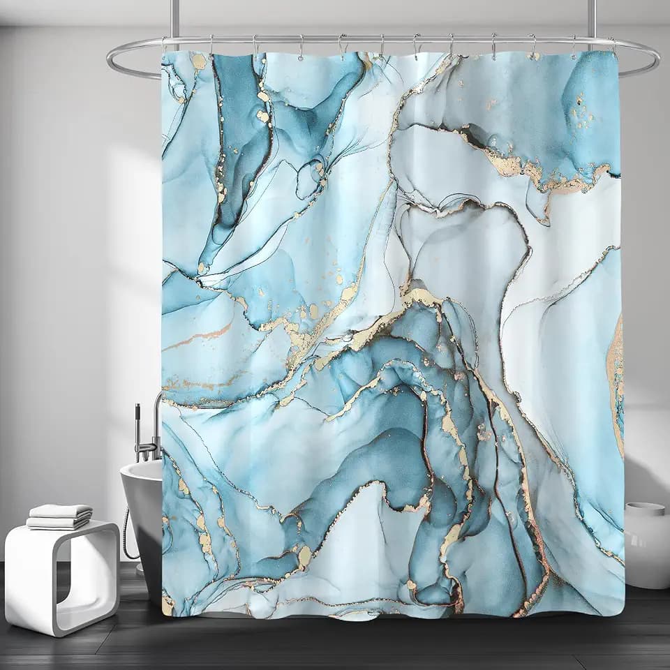 Extra Long Shower Curtain 72x84 Inch, Tall Abstract Marble Bathroom Decor