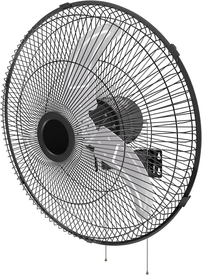 18 Inch Oscillating Wall Mount Fan, 3 Speed Powerful Airflow, 90° Oscillation, 30° Tilt, High Velocity Wall Fan for Home, Offices, Greenhouse, Workshop, Patio, Outdoor, Indoor