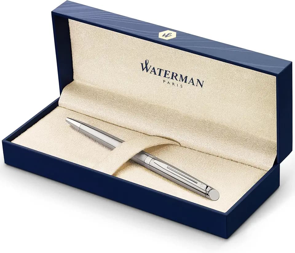Waterman Hémisphère Ballpoint Pen | Stainless Steel with Chrome Trim | Medium Point | Blue Ink | Gift Box