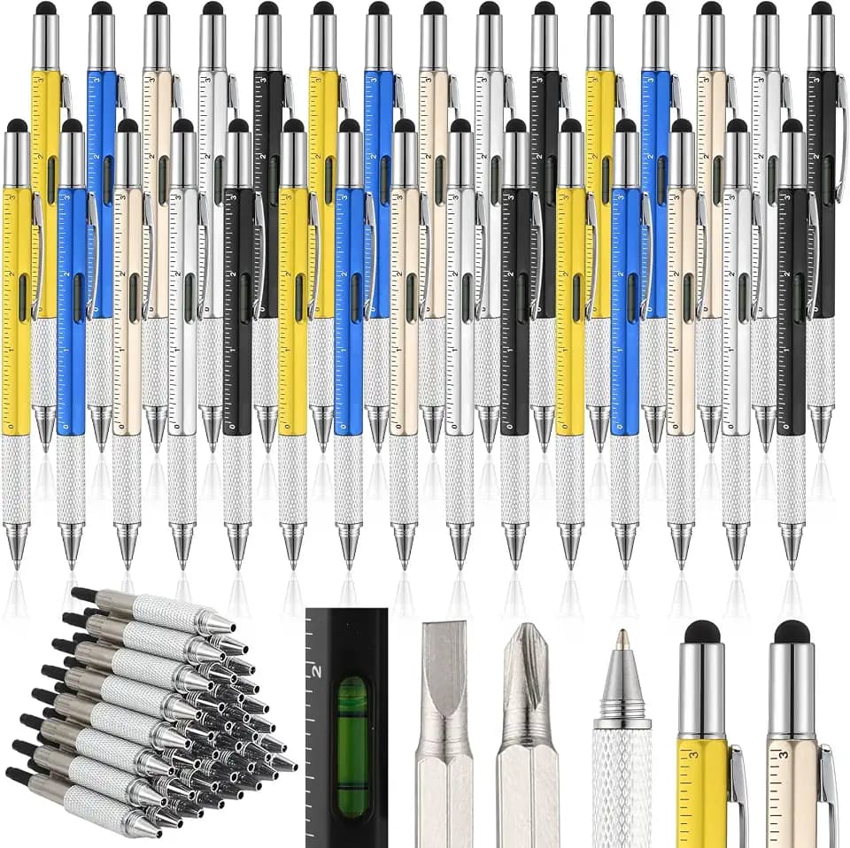 30 Pcs Christmas 6 in 1 Multitool Pens for Dad Husband, Vivid Color
