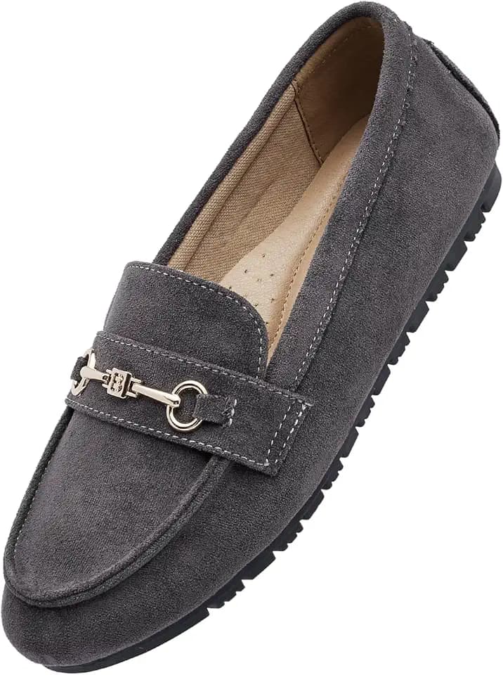 Women's Wide Loafers Casual Slip on Flats Comfort Dressy Shoes