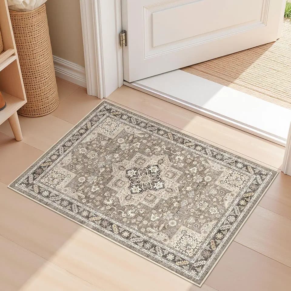 cotiled 2x3 Area Rug for Living Room, Washable, Traditional, Brown