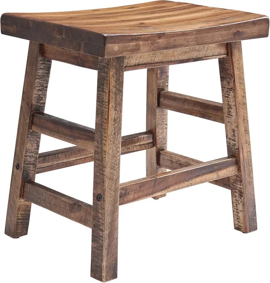 Alaterre Furniture Durango Solid Wood Rustic Single Bar Stool, Natural, 20”