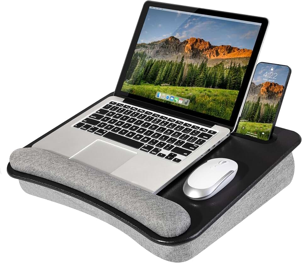 LAPGEAR Portable Laptop Lap Desk – Black, Fits 15.6" Laptops