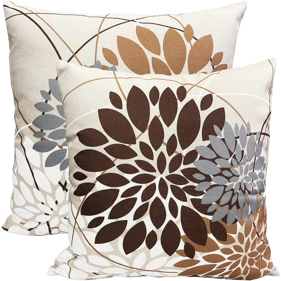 Decorative Boho Farmhouse Throw Pillow Covers 18x18 inch Set of 2
