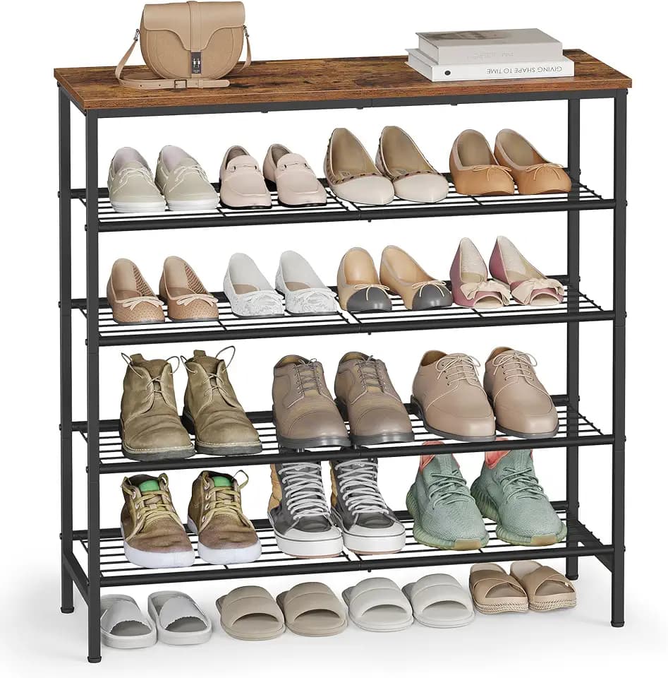 VASAGLE Shoe Rack, 5 Tiers, 18-24 Pairs, Metal Organizer Shelf