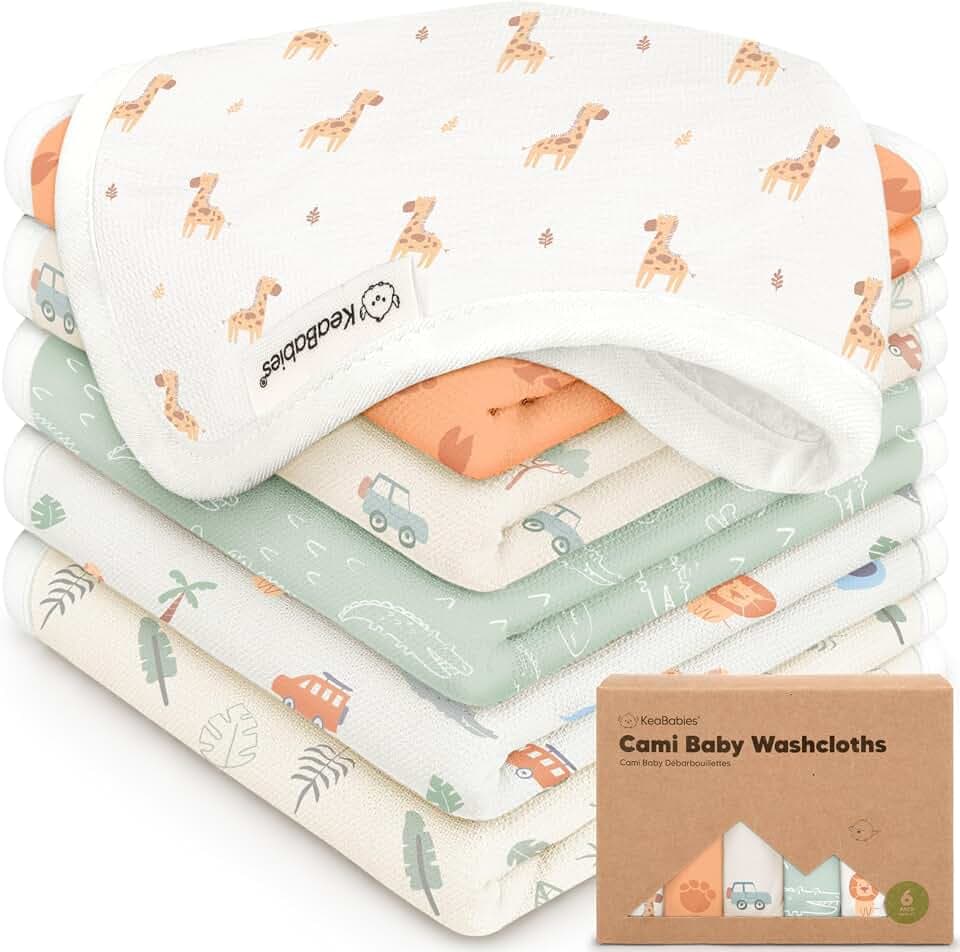 KeaBabies 6-Pack Baumwolle Baby Waschlappen für Neugeborene (Wilderness)