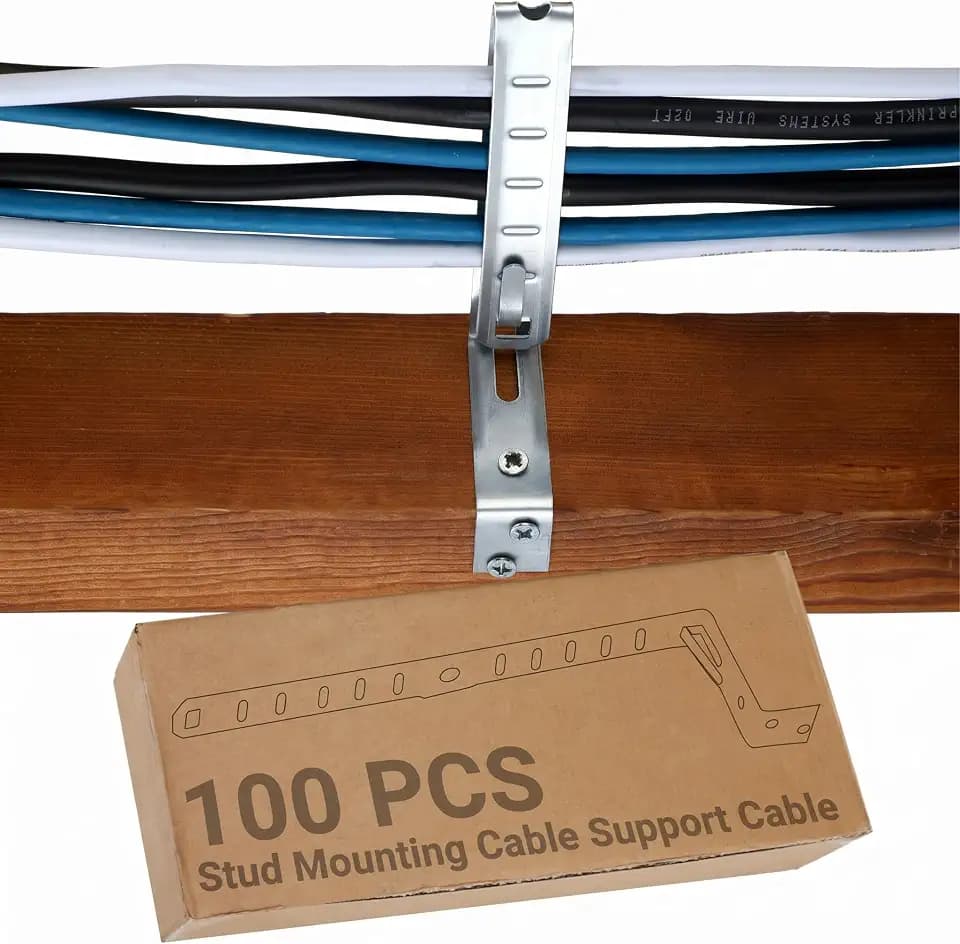 Landhoow 100 Pcs Stud Mounting Cable Support Galvanized Steel Support Strap