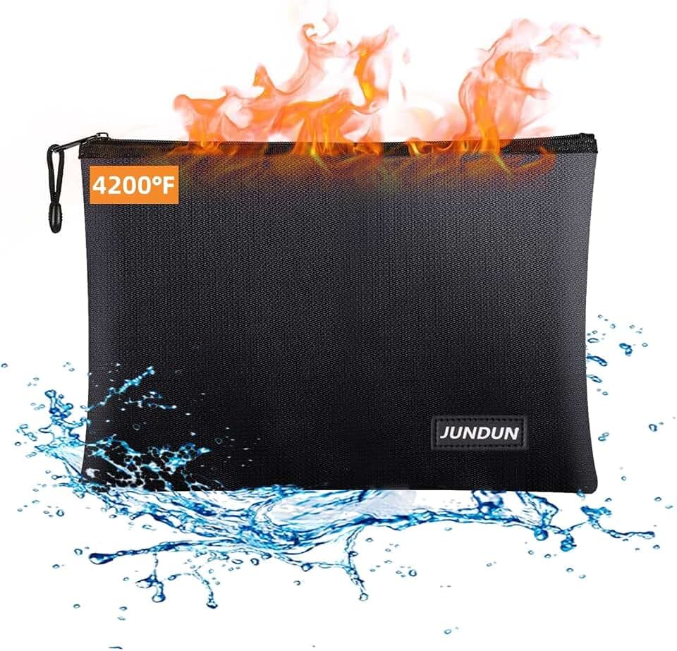 JUNDUN Fireproof Document Bags,14.2”x 10.0”Waterproof Fireproof