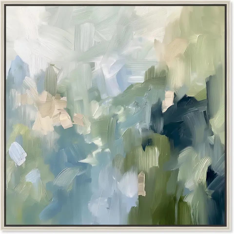 Art Remedy Minted Brush Canvas Minimal Abstracts, Silver Frame, 20" x 20"