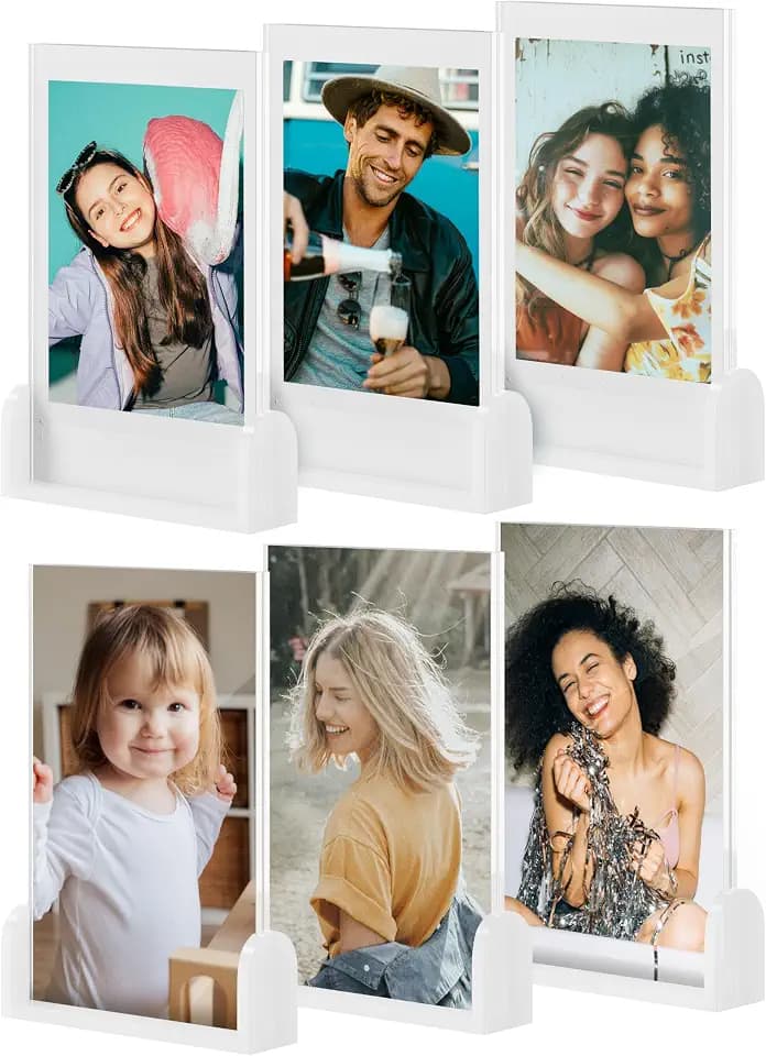 2x3 Mini Photo Frames for Fujifilm Instax Mini EVO/12/9/11/Liplay/Link/SE/8/9/41/7+/99/40 Camera Film, Small Tabletop Polaroid Picture Frame, Instax Photo Holder, Wallet size picture frames, 6 Pack
