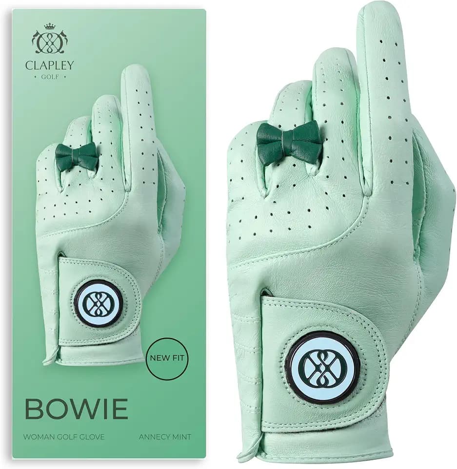 Women’s Golf Glove, Bow Detail, Refined Cabretta Leather, Ball Marker Included, Breathable & Comfort