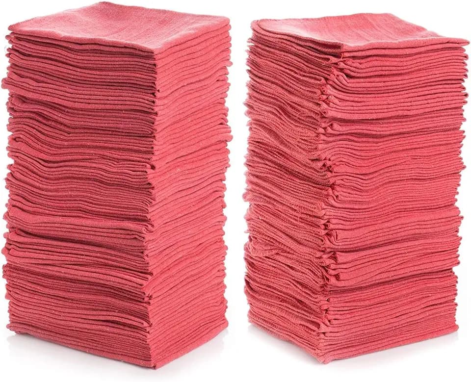 Simpli-Magic Cotton Shop Towels 14"x12" (500 Pack) – Reusable Cleaning Shop Rags for Automobiles, Industries, Garage and Homes (Red)