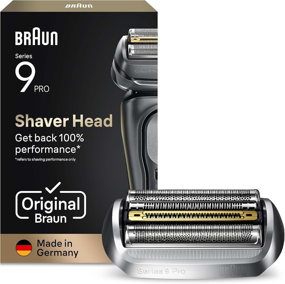Braun Series 9 Pro Elektrorasierer Scherkopf, ORIGINAL Ersatzscherteil vom Hersteller passend für Braun Herren Rasierer Series 9 Pro, 94M, chrom, 1er Pack
